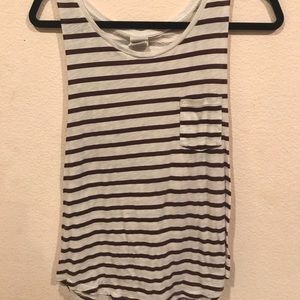 VS PINK Burgundy and White Striped Muscle Tank Top
